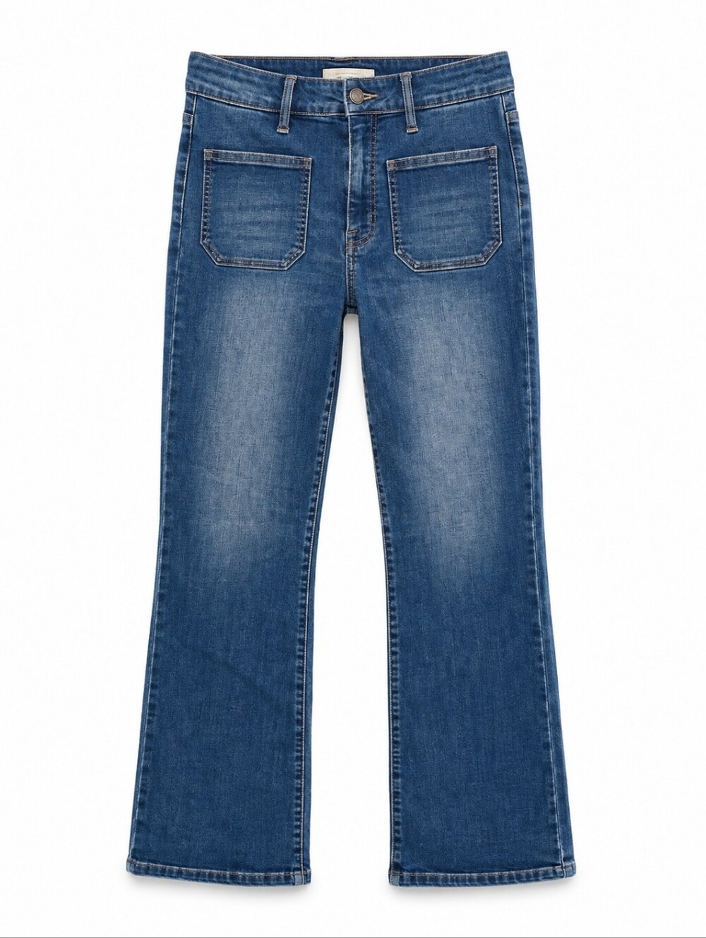 Eunina Hope High Rise Ankle Crop Boot Jeans 28 Sailor Pocket Medium Wash